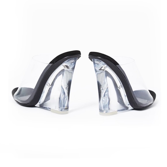 🆕LAST! Ice Queen Perspex Wedge Mule -Black - Picture 7 of 8
